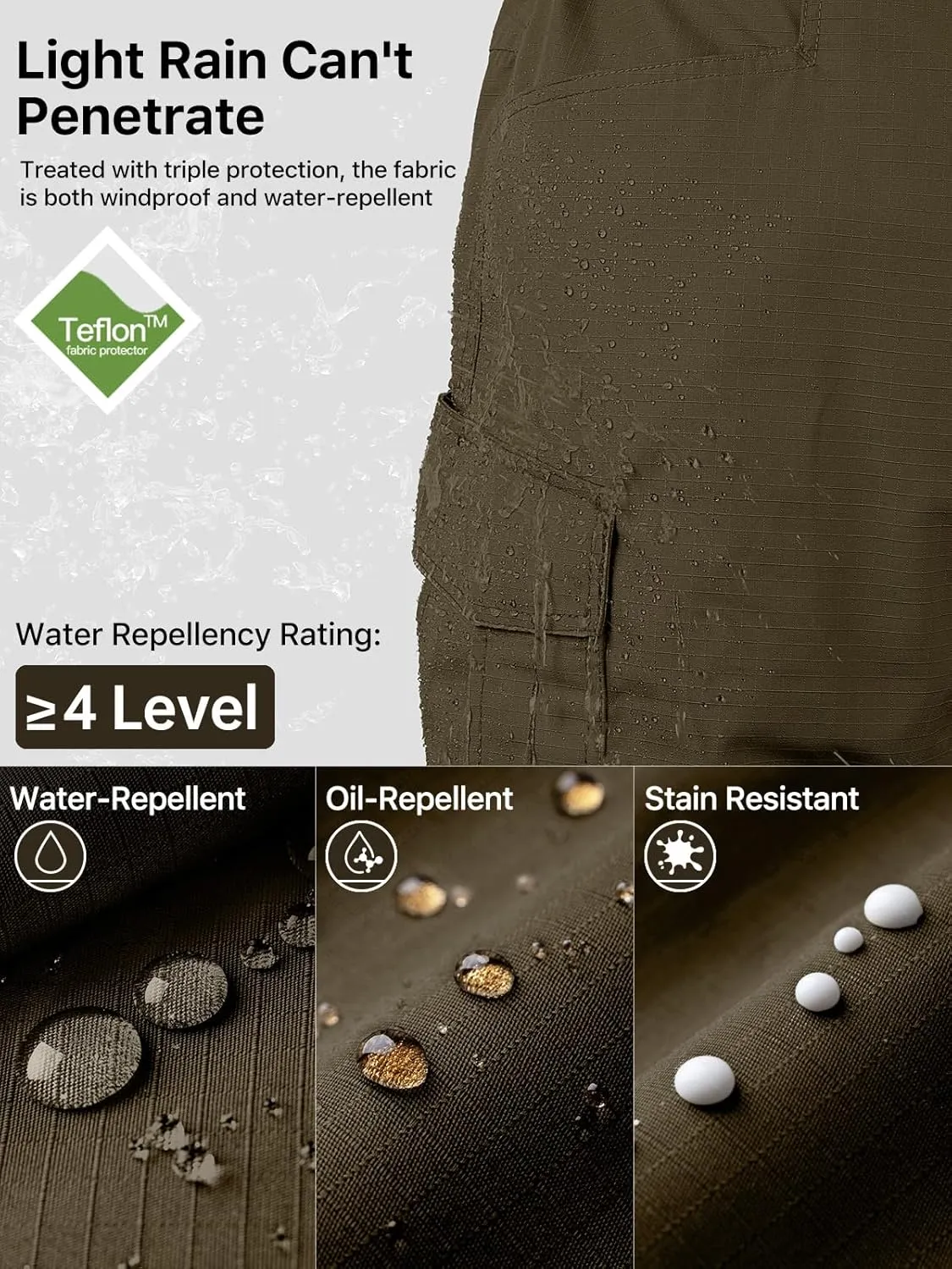 FREE SOLDIER Men's Water Resistant Pants Relaxed Fit Tactical Cargo Work Pants with Multi Pocket
