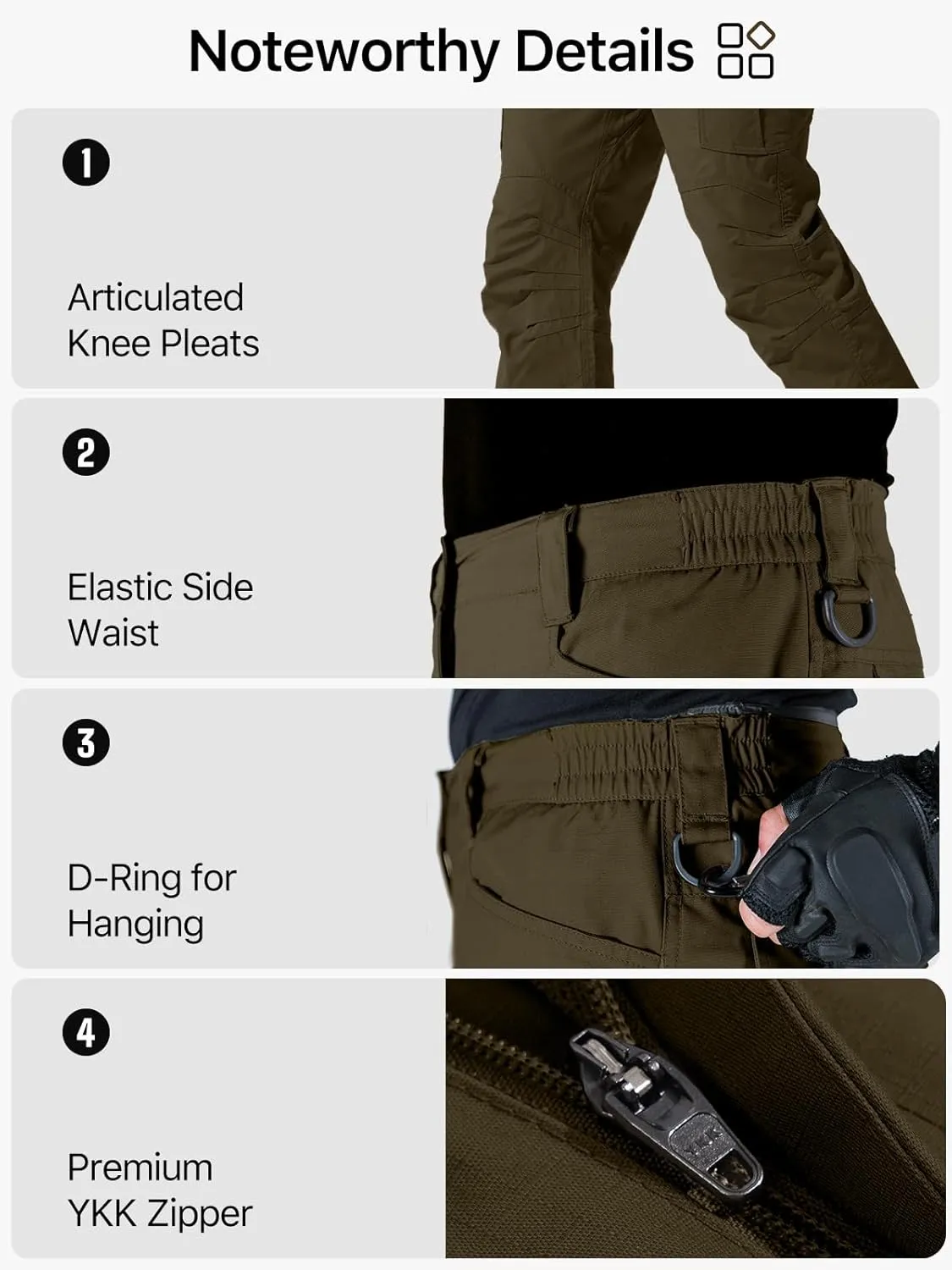 FREE SOLDIER Men's Water Resistant Pants Relaxed Fit Tactical Cargo Work Pants with Multi Pocket