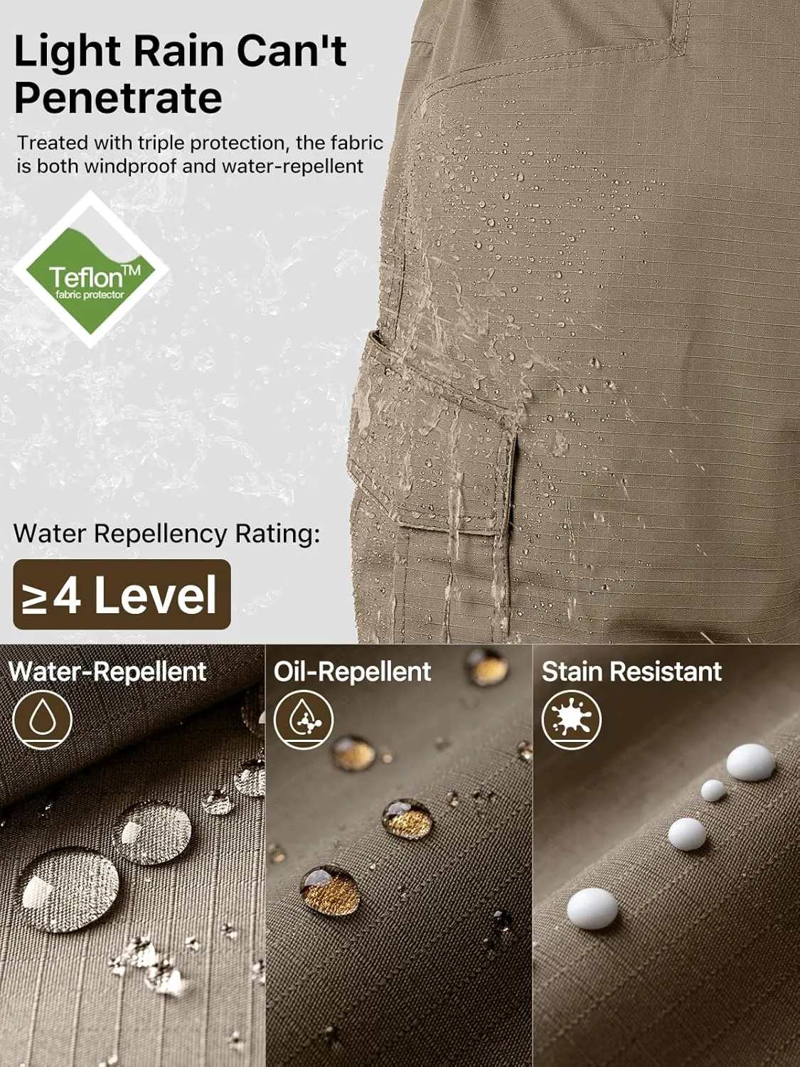 FREE SOLDIER Men's Water Resistant Pants Relaxed Fit Tactical Cargo Work Pants with Multi Pocket