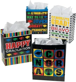 Fun Express Medium Graduation Gift Bag Set (12 backs) Graduation Party Supplies