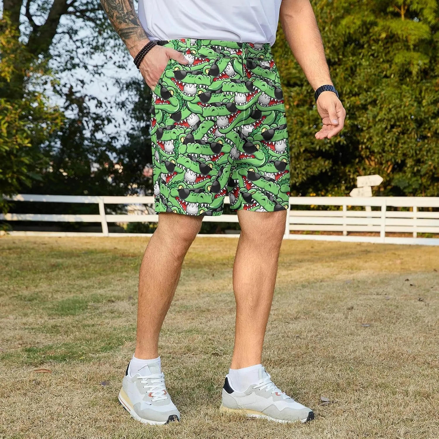 Fun Men's Golf Shorts Fun Work Polo Dress Short for Men Lightweight Quick Dry Multi-Pocket