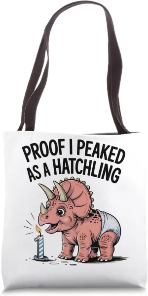 Funny Dino Hatchling Birthday Tee Tote Bag