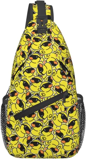 Funny Rubber Duck Sling Bag, Crossbody Chest Daypack for Travel, Hiking, Cycling