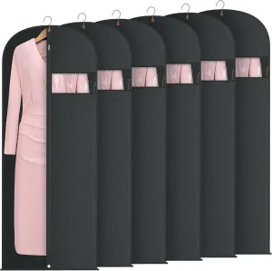 Garment Bags for Hanging Clothes, Suit Bags for Closet Storage and Travel, Suit Cover Bags with Zipper for Coats, Jackets, Shirts (Black, L 60" x 6 Pack)