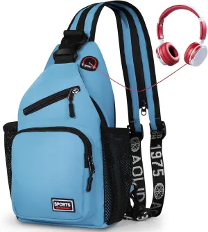 Geestock Crossbody Sling Bag Backpack for Men & Women, Convertible Shoulder Bag Waterproof Chest Bag For Daypack Travel Hiking (Blue)