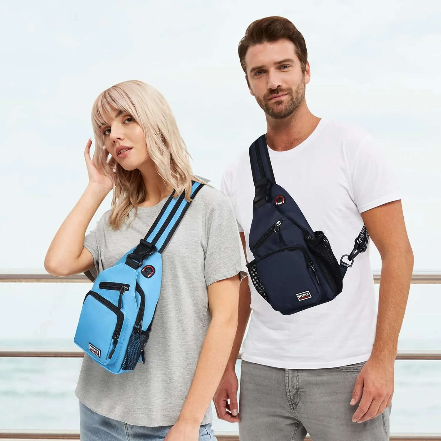 Geestock Crossbody Sling Bag Backpack for Men & Women, Convertible Shoulder Bag Waterproof Chest Bag For Daypack Travel Hiking (Blue)