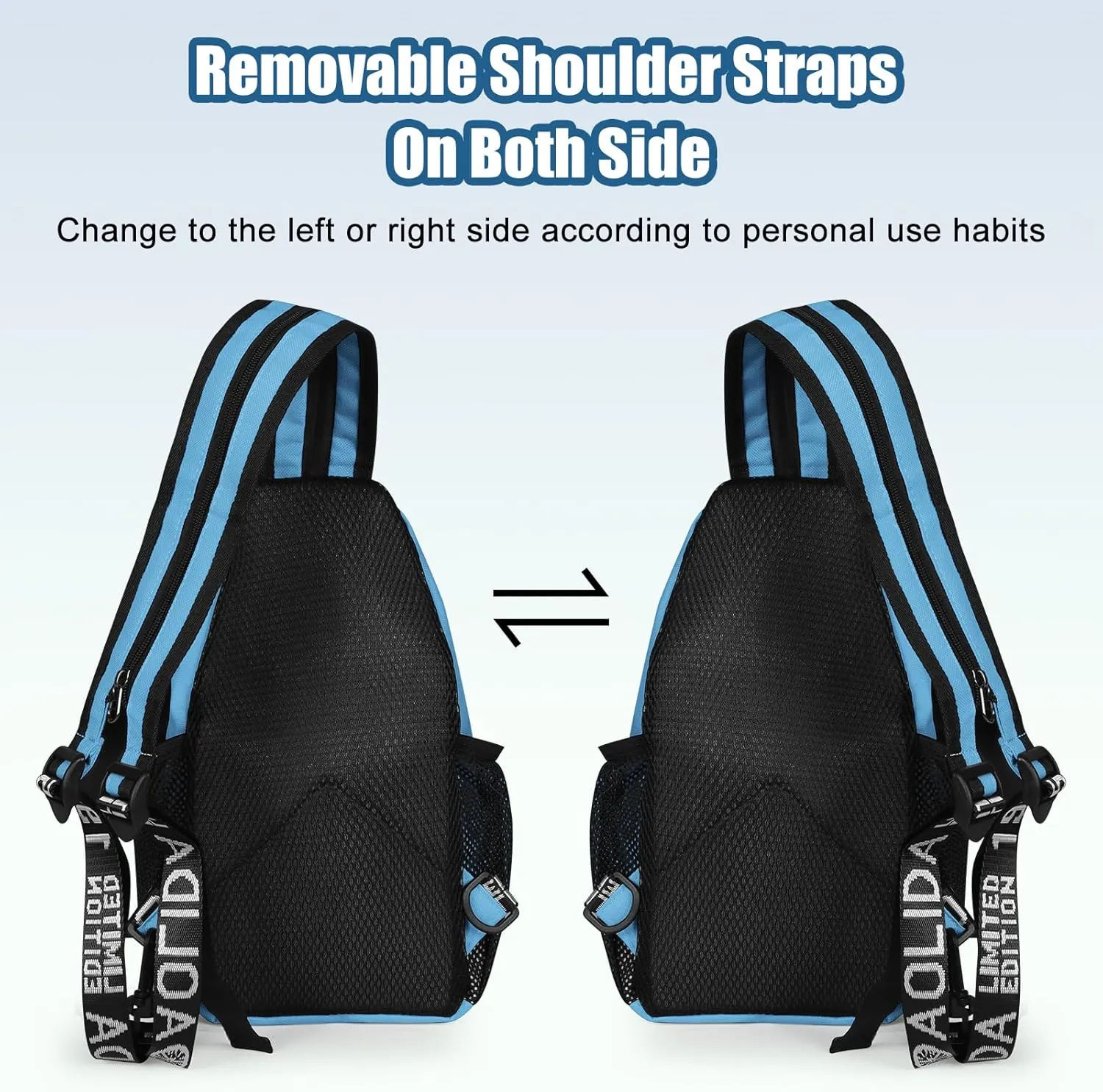 Geestock Crossbody Sling Bag Backpack for Men & Women, Convertible Shoulder Bag Waterproof Chest Bag For Daypack Travel Hiking (Blue)