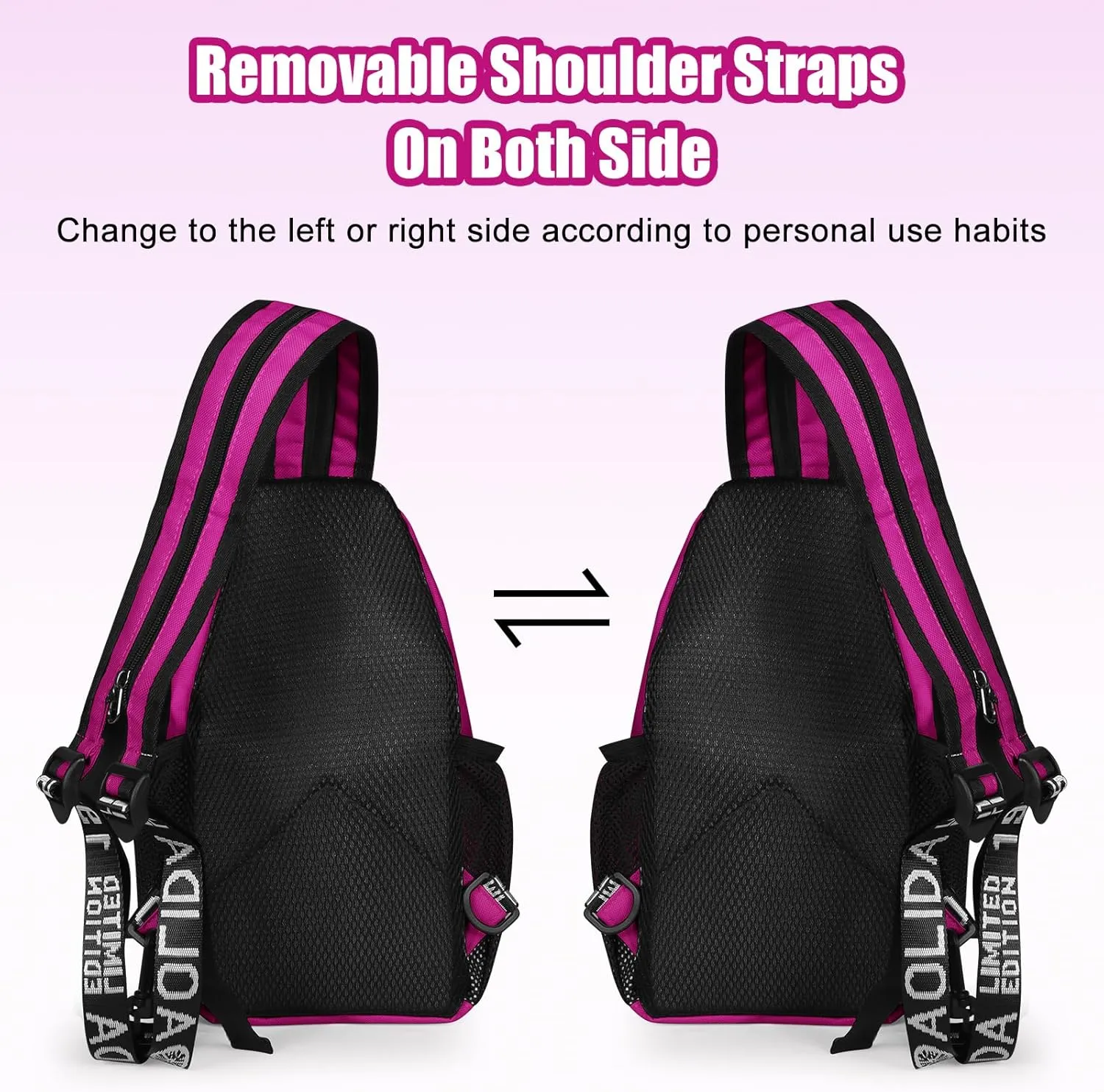 Geestock Crossbody Sling Bag Backpack for Men & Women, Convertible Shoulder Bag Waterproof Chest Bag For Daypack Travel Hiking (Purple)