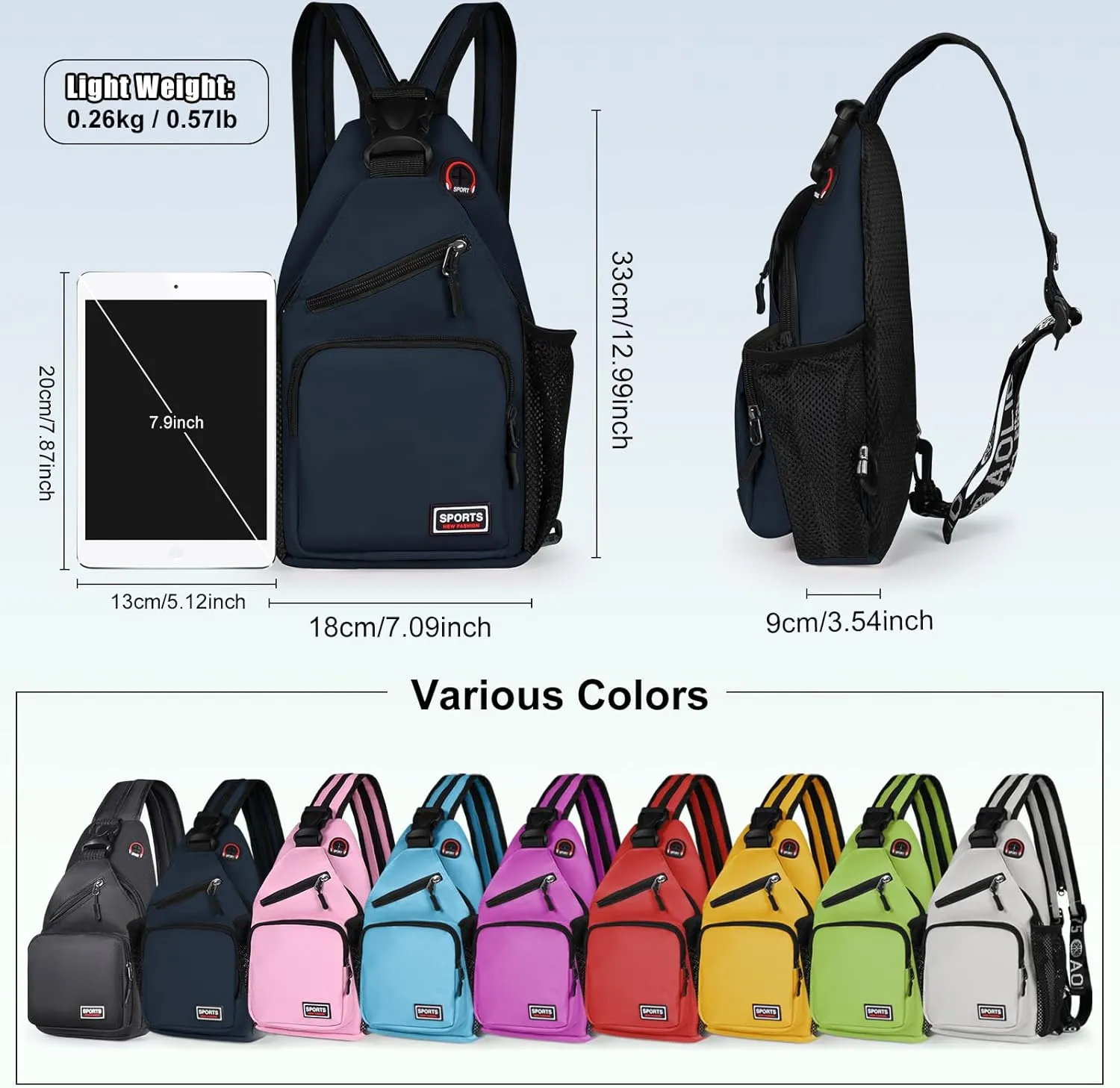 Geestock Crossbody Sling Bag for Men & Women, 2-1 Small Backpack Convertible Sling Backpack Waterproof Shoulder Chest Bag for Daypack Travel Hiking (Navy Blue)
