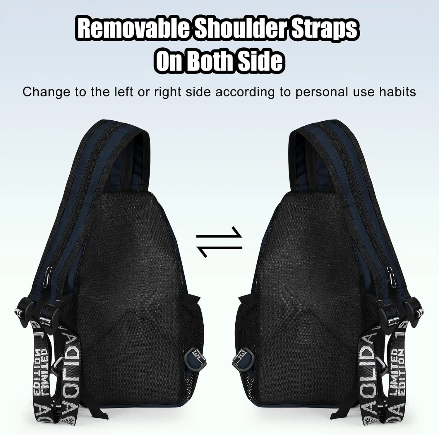 Geestock Crossbody Sling Bag for Men & Women, 2-1 Small Backpack Convertible Sling Backpack Waterproof Shoulder Chest Bag for Daypack Travel Hiking (Navy Blue)