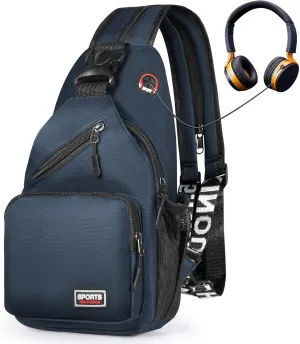 Geestock Crossbody Sling Bag for Men & Women, 2-1 Small Backpack Convertible Sling Backpack Waterproof Shoulder Chest Bag for Daypack Travel Hiking (Navy Blue)