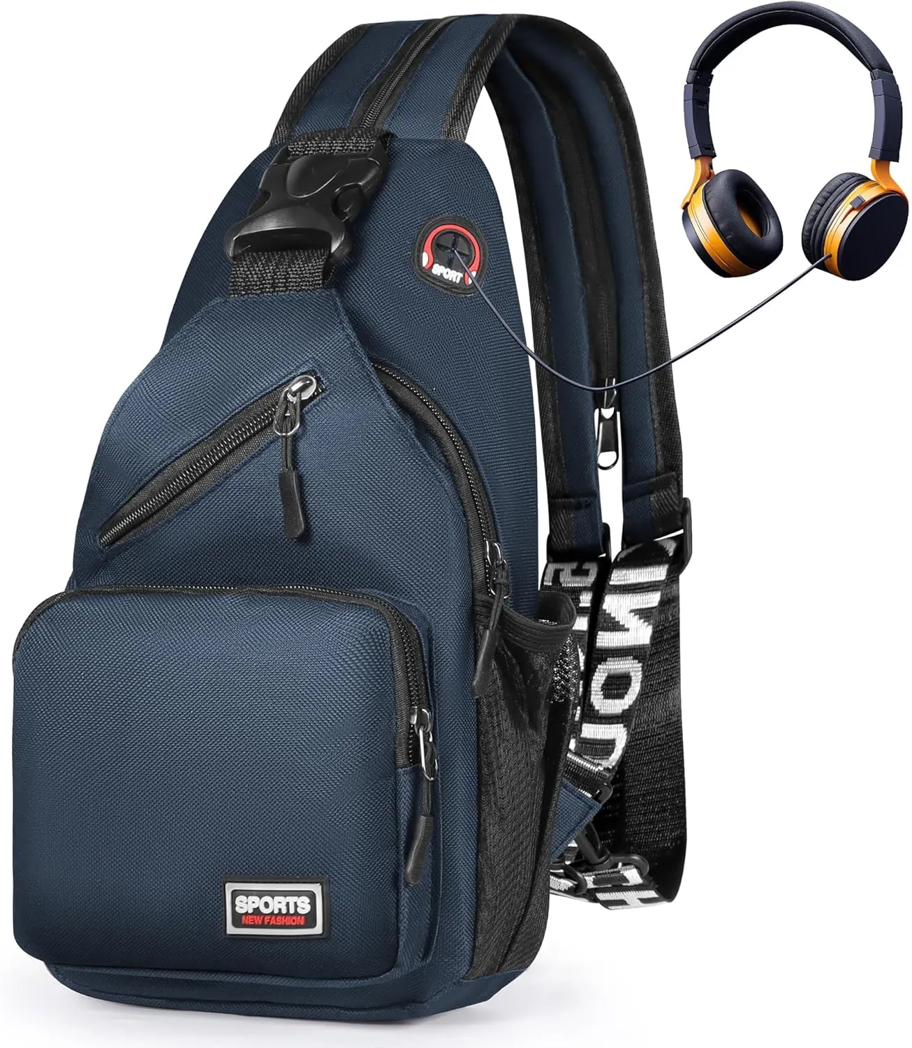 Geestock Crossbody Sling Bag for Men & Women, 2-1 Small Backpack Convertible Sling Backpack Waterproof Shoulder Chest Bag for Daypack Travel Hiking (Navy Blue)
