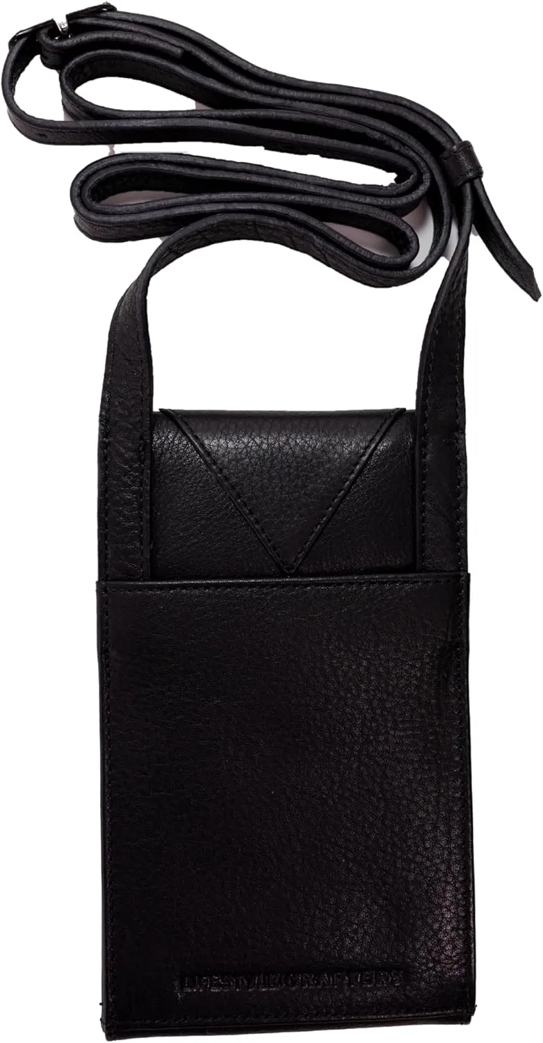 Genuine Leather Crossbody Phone Purse for Women, Multi-Pocket, ID Window, Adjustable Strap, Card Slots