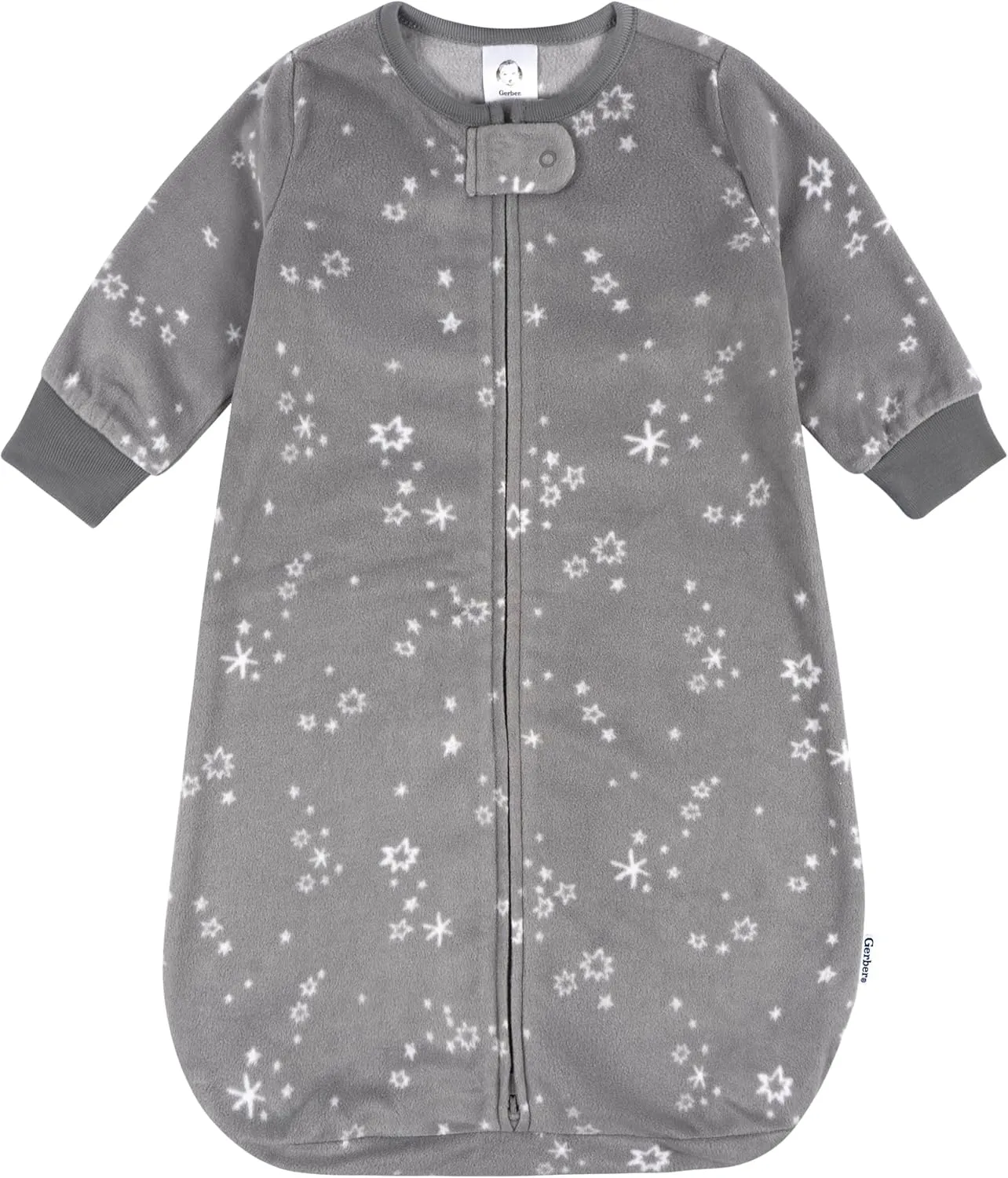 Gerber Baby Unisex Fleece Wearable Blanket, Grey Stars, 0-6 Months