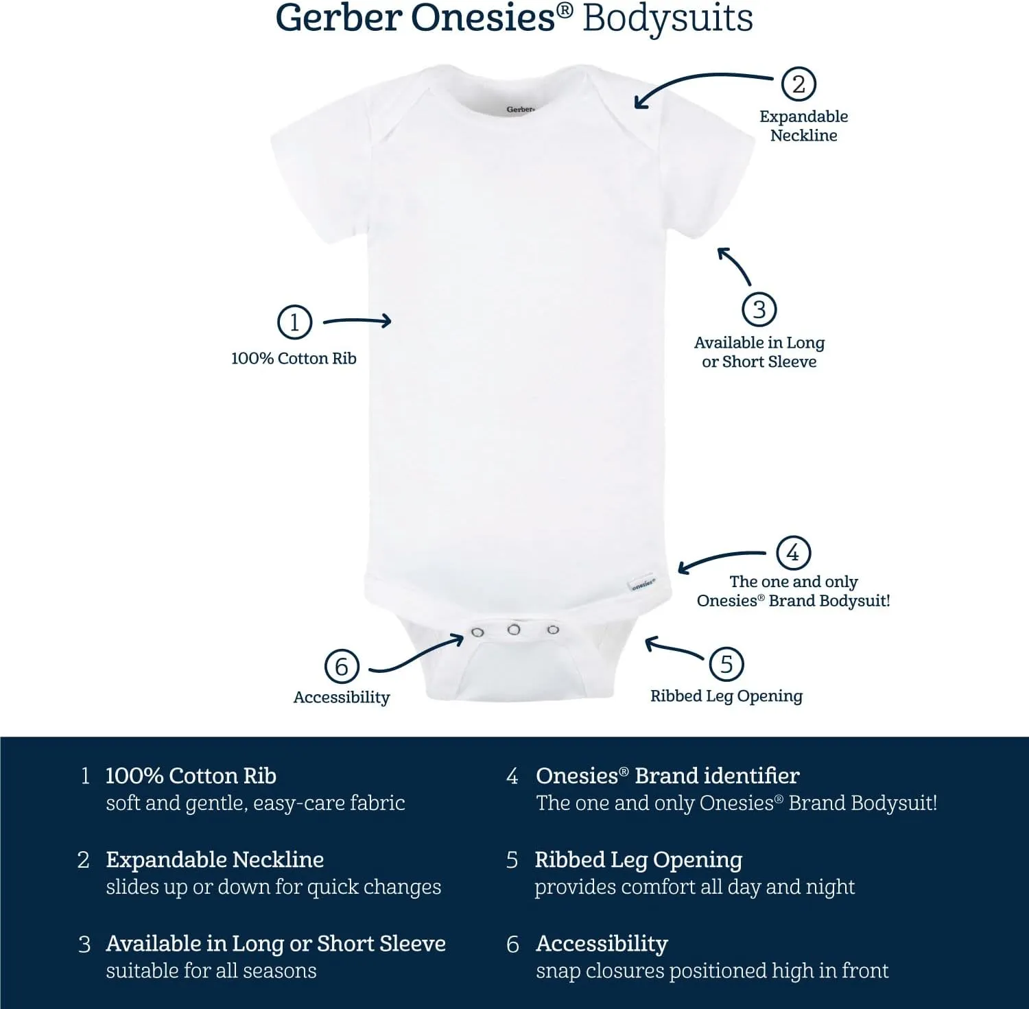 Gerber Unisex Baby 6 Pack Long-sleeve Onesies Bodysuit