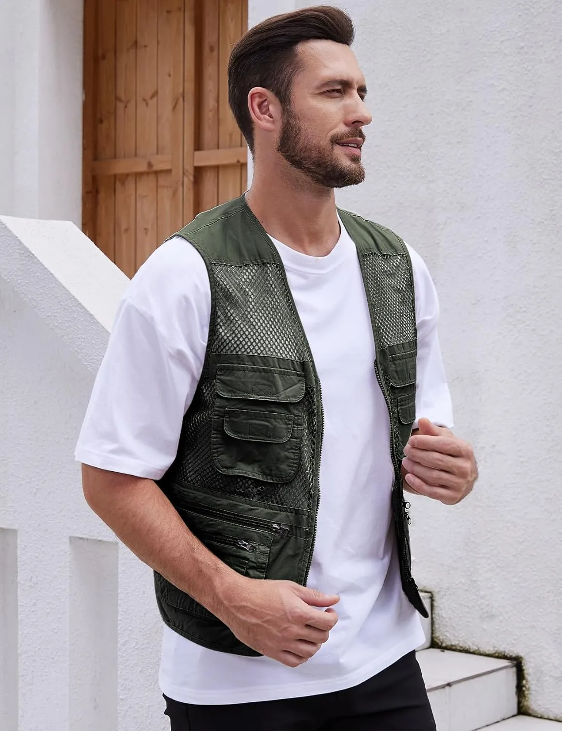 Gihuo Men's Fishing Safari Vest with Pockets for Summer Travel