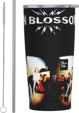 Gin Musics Blossoms Stainless Steel Insulated Tumbler 20oz with lid Travel Mug with Straw for Cold Hot