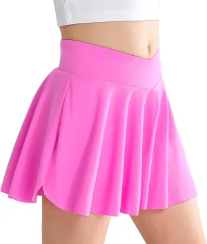 Girls' Athletic 2-in-1 Flowy Cheer Dance Biker Shorts Tennis Skirt Butterfly Skorts with Pocket for Girl Size 5-14 Years