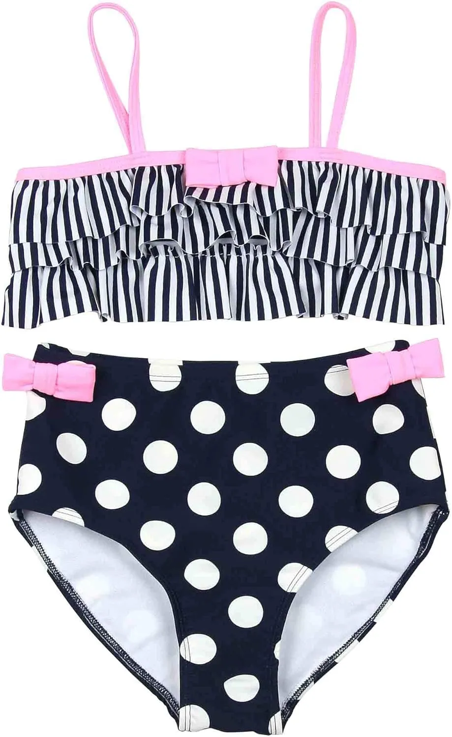 Girls' Bathing Beauty Stripe and Polka Dot Bikini, Sizes 4-12