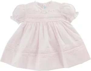 Girls Pink Dress Vintage Baby Clothes Lace Trim 3M 6M 9M
