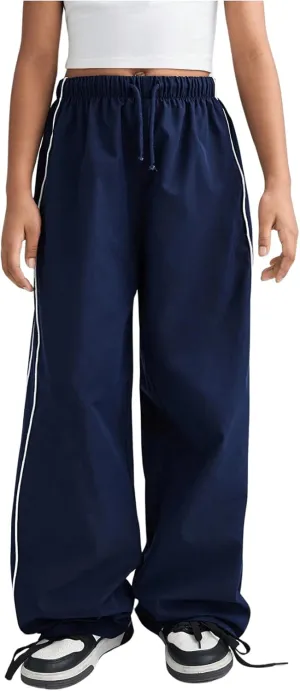 Girl's Wide Leg High Waist Sweatpants Side Striped Extra Long Baggy Track Pants Trousers