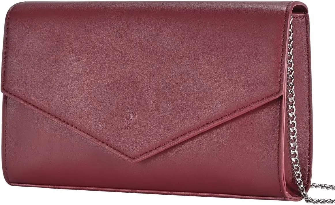 GM LIKKIE Clutch Purse for Women, Evening Envelope Clutch Bag, Crossbody Foldover PU Leather Shoulder Handbag