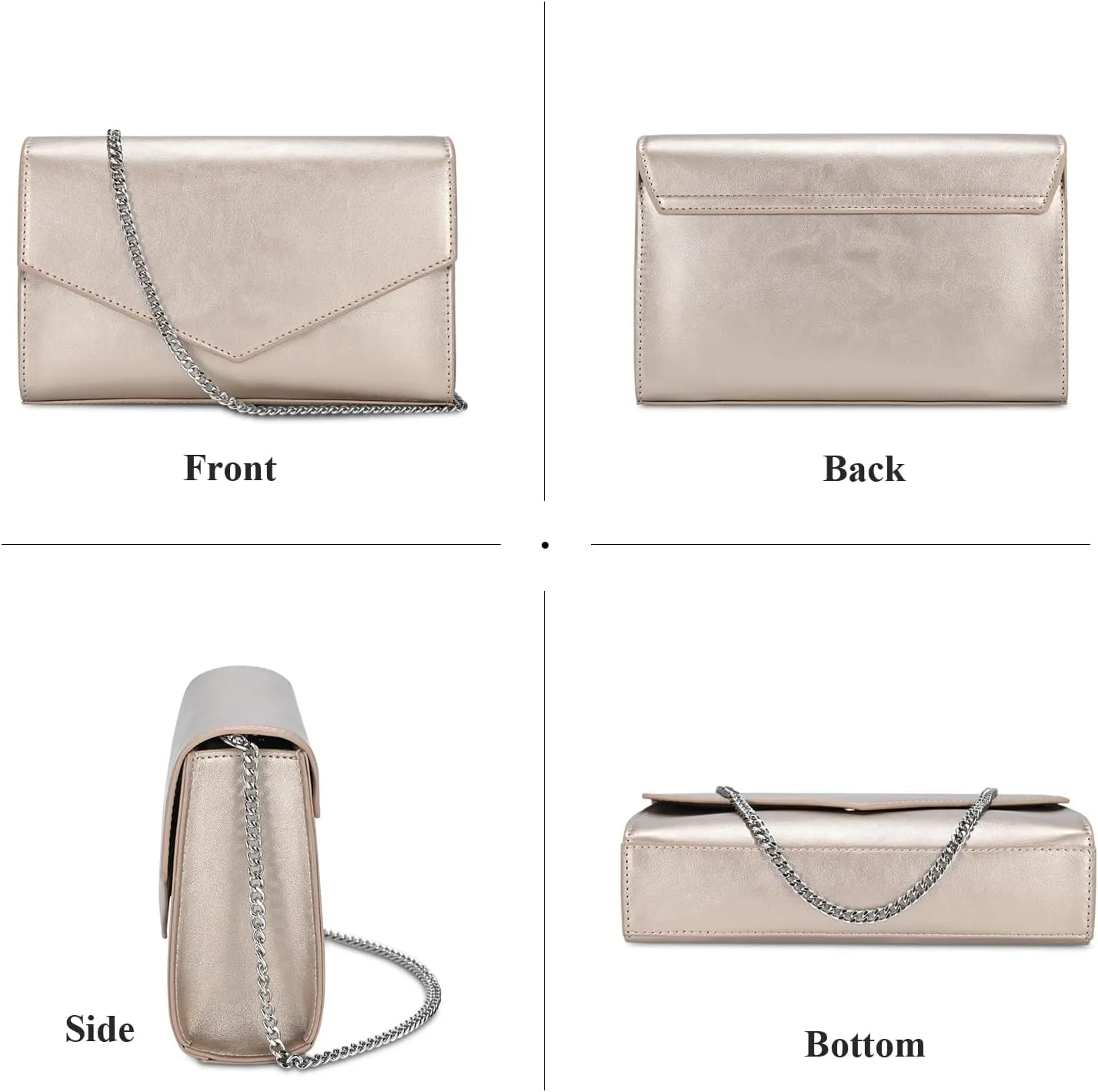 GM LIKKIE Clutch Purse for Women, Evening Envelope Clutch Bag, Crossbody Foldover PU Leather Shoulder Handbag