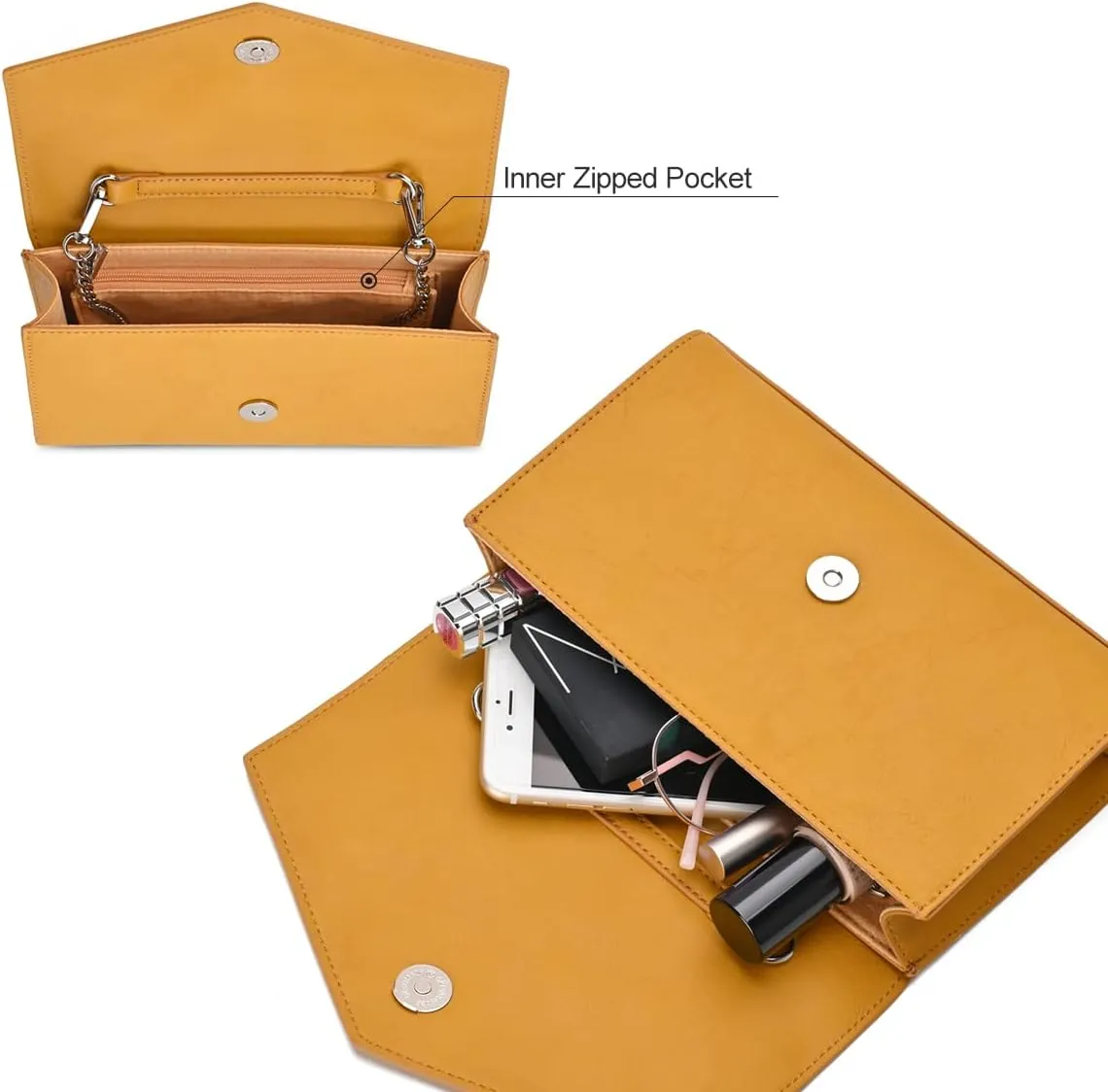 GM LIKKIE Clutch Purse for Women, Evening Envelope Clutch Bag, Crossbody Foldover PU Leather Shoulder Handbag