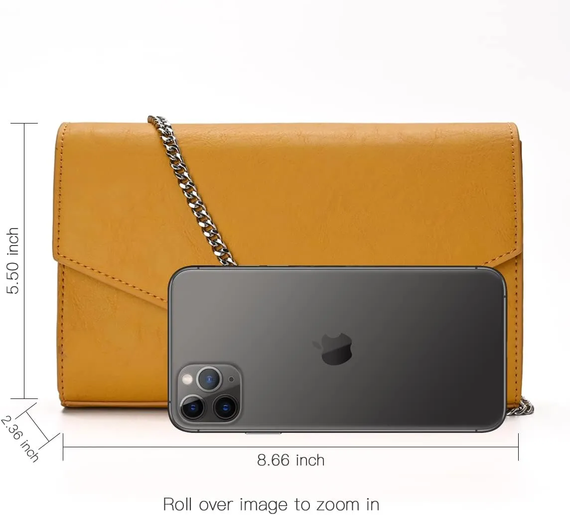 GM LIKKIE Clutch Purse for Women, Evening Envelope Clutch Bag, Crossbody Foldover PU Leather Shoulder Handbag