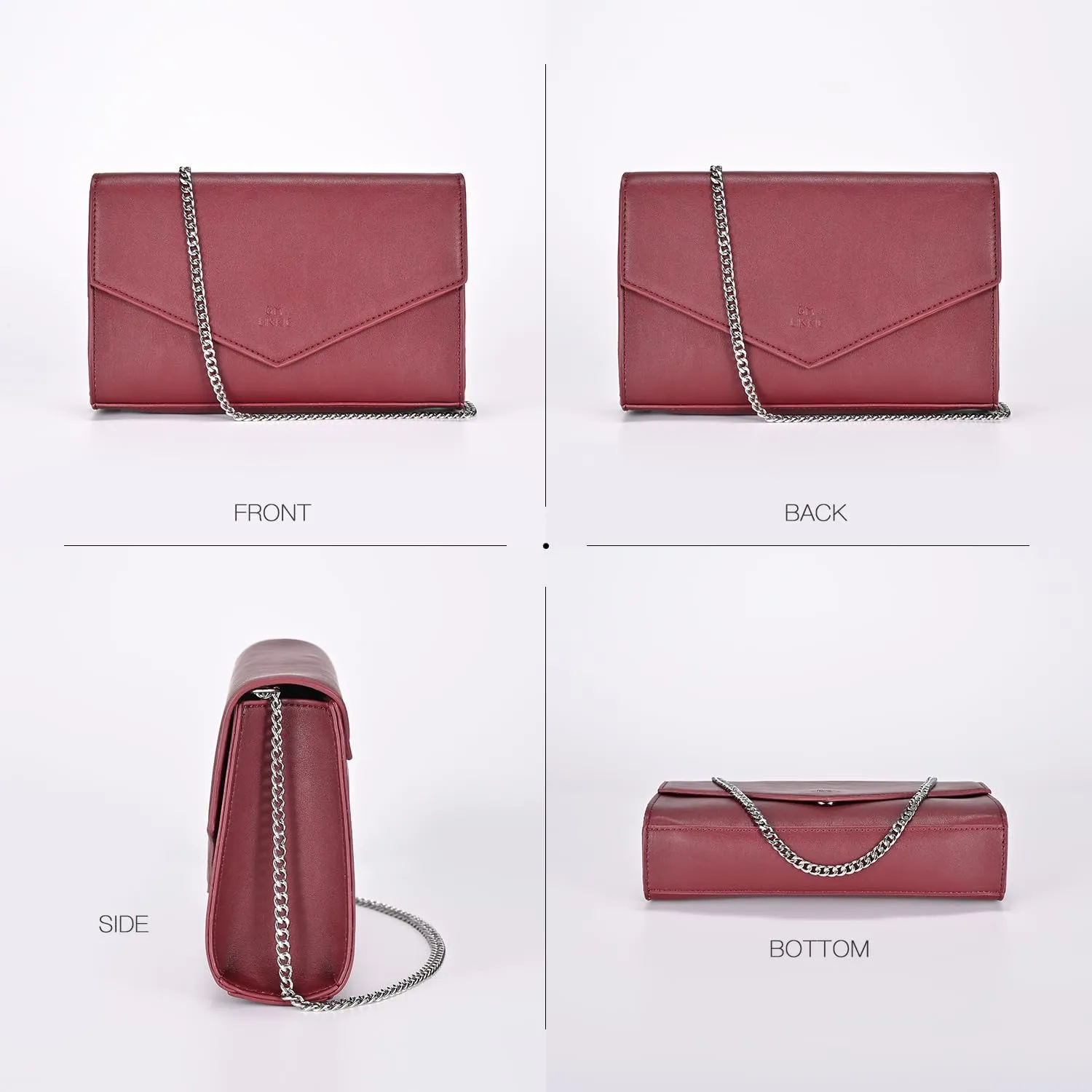 GM LIKKIE Clutch Purse for Women, Evening Envelope Clutch Bag, Crossbody Foldover PU Leather Shoulder Handbag