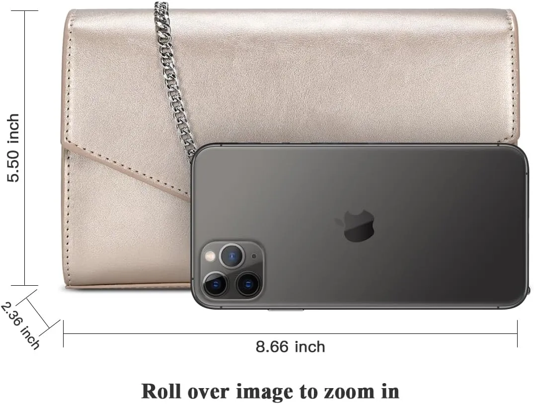 GM LIKKIE Clutch Purse for Women, Evening Envelope Clutch Bag, Crossbody Foldover PU Leather Shoulder Handbag