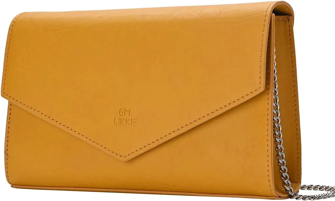 GM LIKKIE Clutch Purse for Women, Evening Envelope Clutch Bag, Crossbody Foldover PU Leather Shoulder Handbag