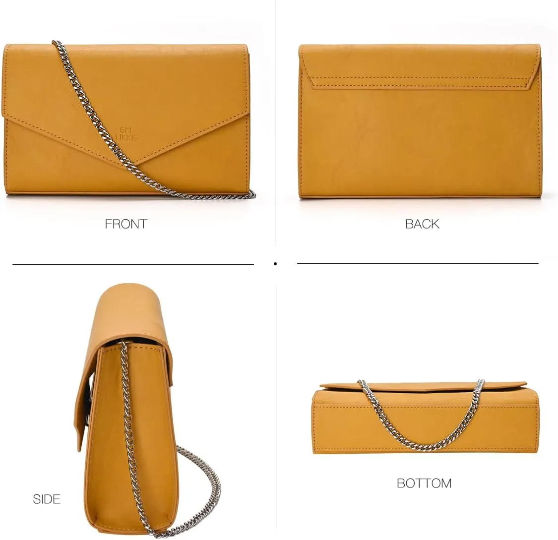 GM LIKKIE Clutch Purse for Women, Evening Envelope Clutch Bag, Crossbody Foldover PU Leather Shoulder Handbag