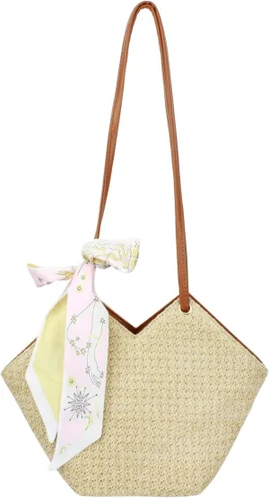 Goclothod Fashion Handbags Women Woven Straw Bag Summer Beach Tote Purse