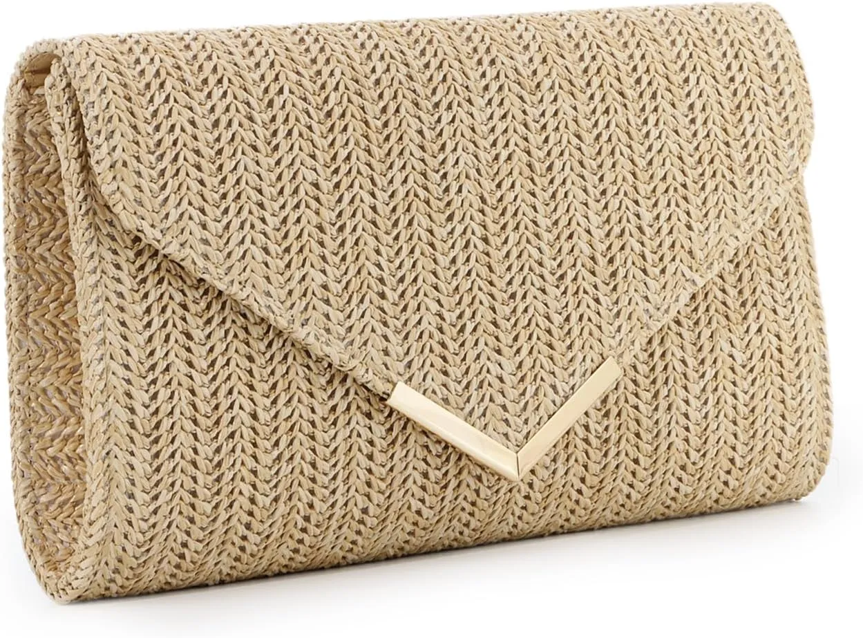 GOKTOW Straw Clutch Purse Raffia Rattan Summer Evening Bag Woven Beach Handbags for Women Wedding Vacation Travel Party 2025
