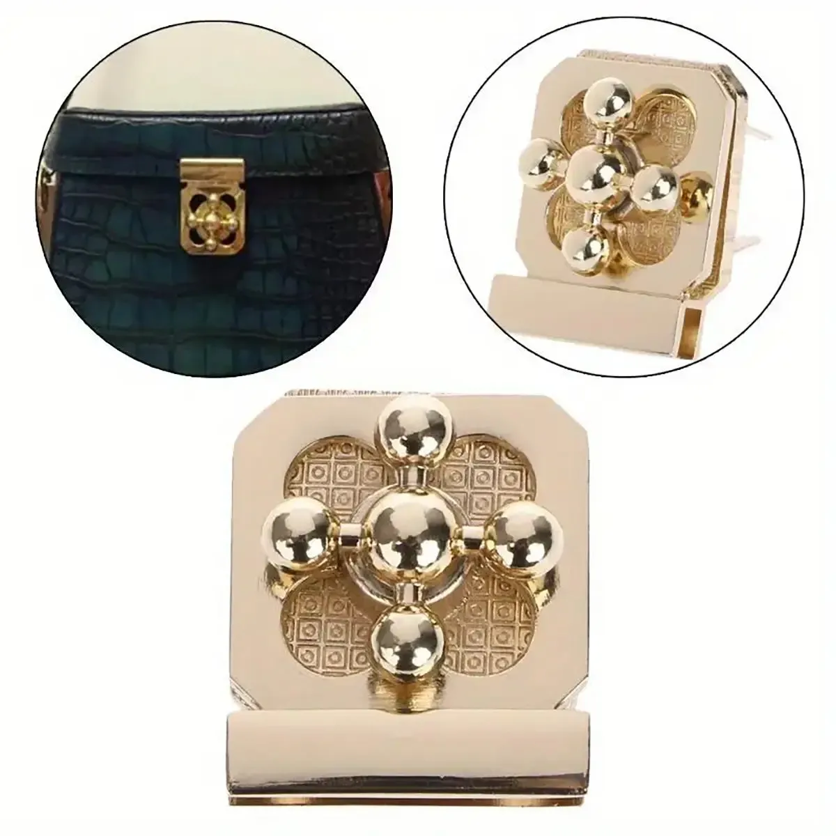 Gold Spindle Bag Clasp Lock