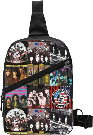Grand Music Funk Railroad Crossbody Bag Chest Handbag Sling Backpack Adjustable Shoulder Pouch Casual Outdoor Rucksack Foldable Multipurpose Daypack for Travel
