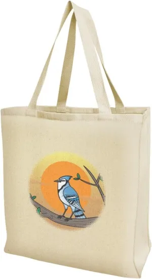 GRAPHICS & MORE Blue Jay Bird on Branch Grocery Travel Reusable Tote Bag