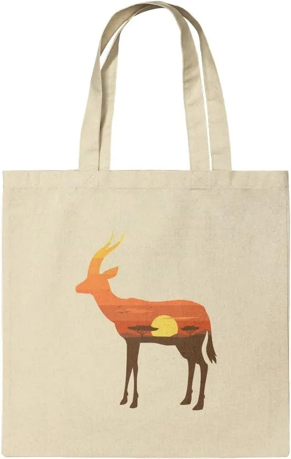 GRAPHICS & MORE Gazelle Orange Sky Africa Acacia Grocery Travel Reusable Tote Bag