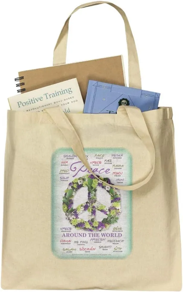 GRAPHICS & MORE How You Say Spell Peace Around World Grocery Travel Reusable Tote Bag