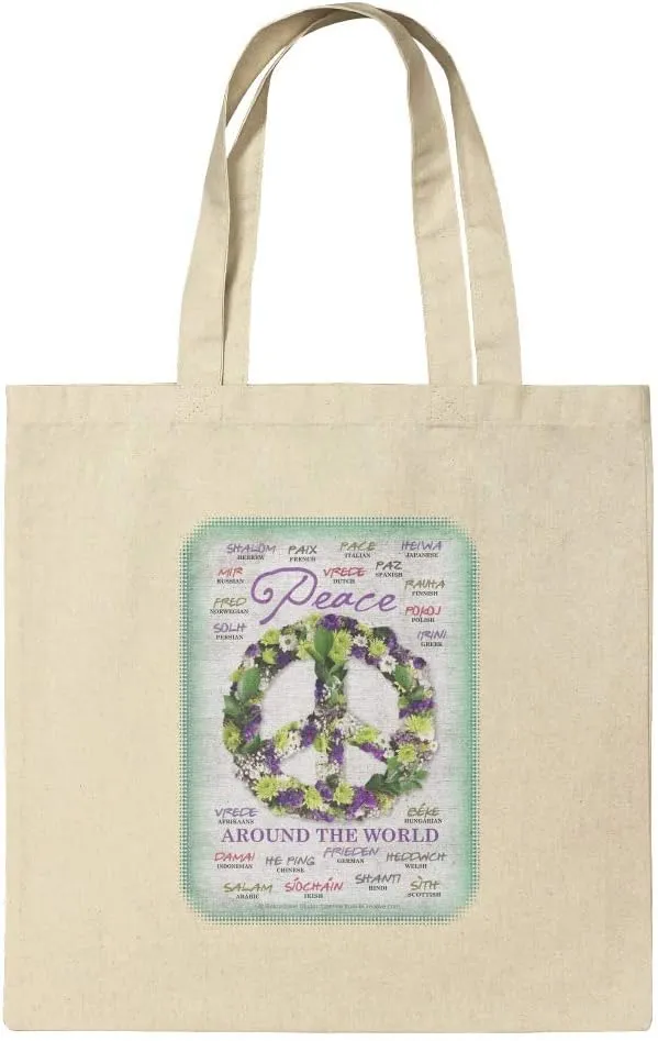 GRAPHICS & MORE How You Say Spell Peace Around World Grocery Travel Reusable Tote Bag