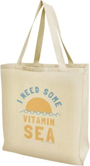 GRAPHICS & MORE I Need Some Vitamin Sea Beach Funny Humor Grocery Travel Reusable Tote Bag