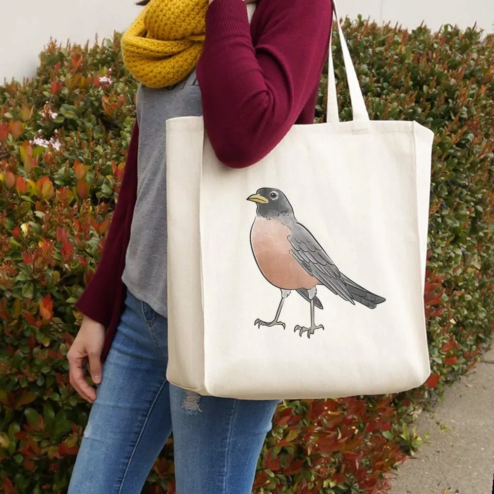 GRAPHICS & MORE Robin Watercolor Northeastern Bird Grocery Travel Reusable Tote Bag