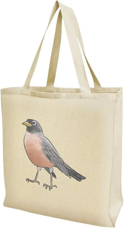GRAPHICS & MORE Robin Watercolor Northeastern Bird Grocery Travel Reusable Tote Bag