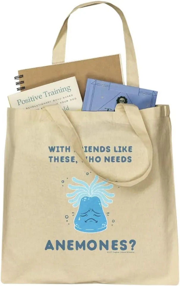 GRAPHICS & MORE With Friends Like These Who Needs Anemones Enemies Funny Humor Grocery Travel Reusable Tote Bag