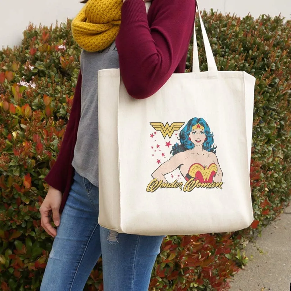 GRAPHICS & MORE Wonder Woman Vintage Icon Grocery Travel Reusable Tote Bag