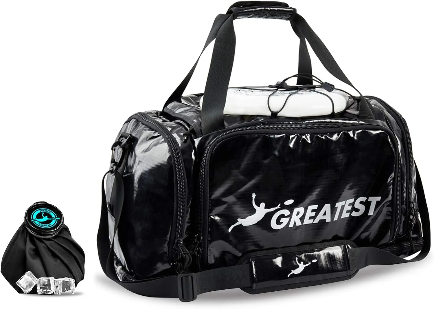 GREATEST Ultimate Bag 60 Liter - #1 World's Ultimate Frisbee Bag. Built in Insulated Cooler Compartment and Organization System. Also Perfect Sports Duffel Bag for Other Outdoor Sports (SILVER)