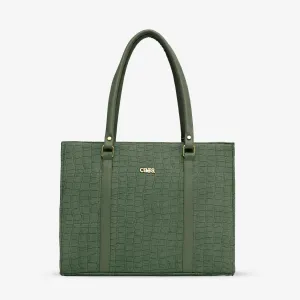 Green Croc Textured Shoulder Bag | Cara