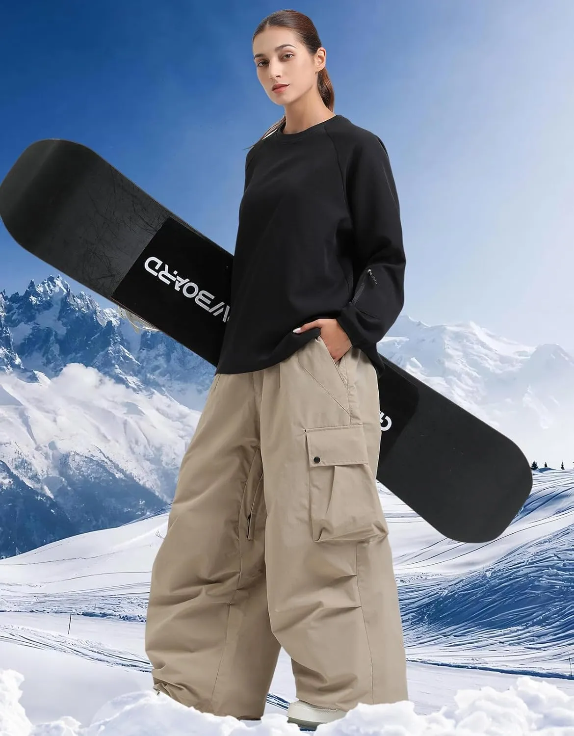 GSOU SNOW Women Men Ski Pants Snowboard Pants Super Baggy Snowboarding Loose Snow Sport Insulation Waterproof Windproof