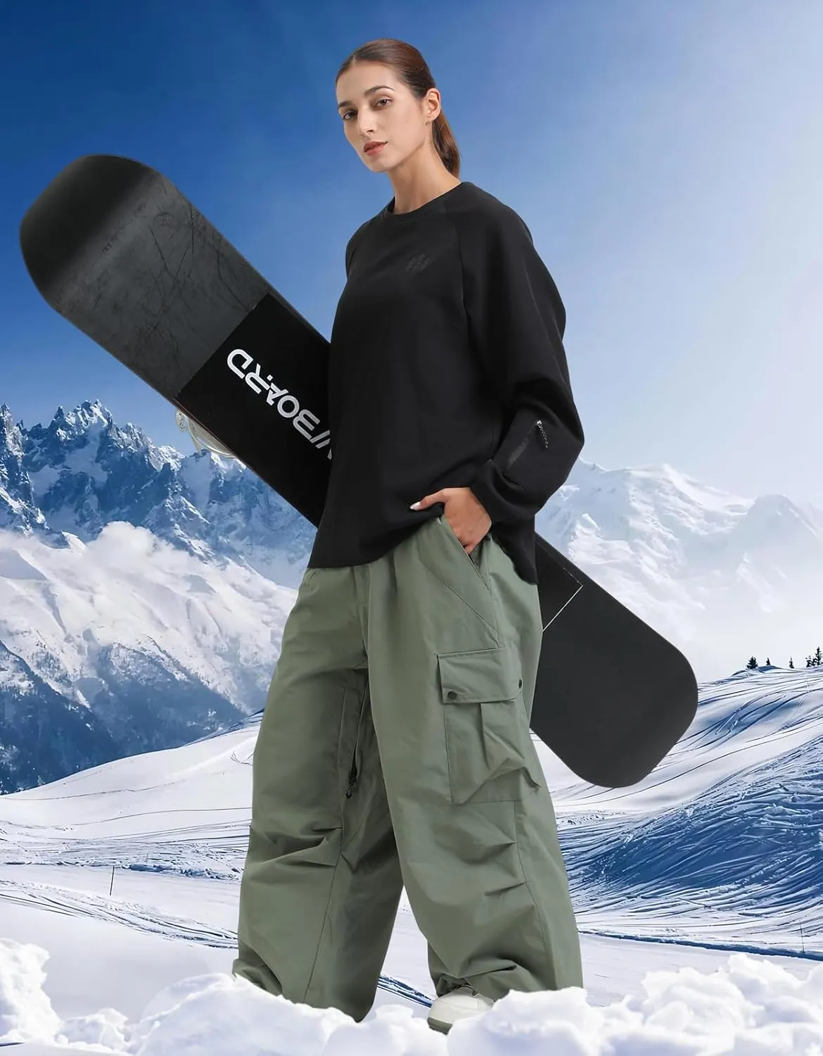 GSOU SNOW Women Men Ski Pants Snowboard Pants Super Baggy Snowboarding Loose Snow Sport Insulation Waterproof Windproof